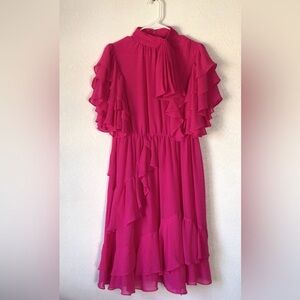 INSPR-D by NATALIE OF DUTY Pink Ruffle Mini Dress Size Medium